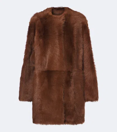 Totême Shearling Coat In Brown