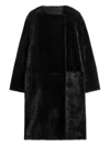 Totême Open Front Shearling Mid-length Coat In Multi