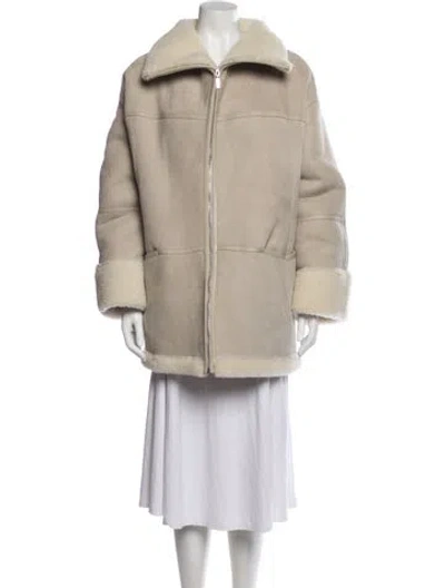 Pre-owned Totême Shearling Coat In Neutral