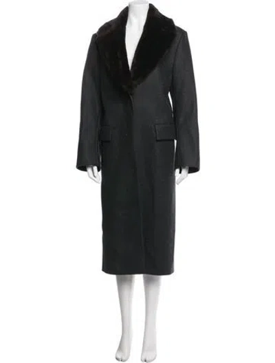 Pre-owned Totême Shearling Collar Coat Wool Coat In Gray