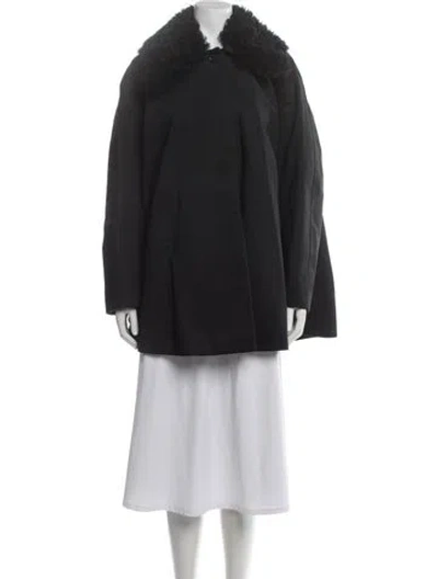 Pre-owned Totême Shearling Collar Gabardine Jacket Jacket In Black