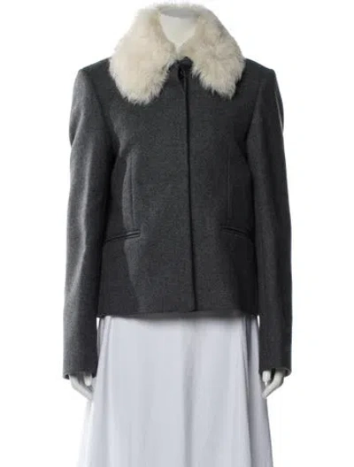 Pre-owned Totême Shearling Collar Jacket Wool Faux Fur Coat In Gray