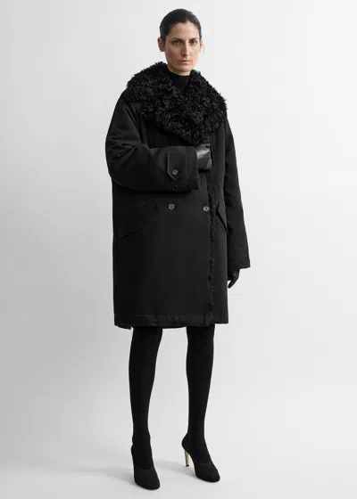 Totême Shearling Cotton Parka Washed Black