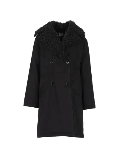 Totême Shearling Cotton Parka Washed Black In Blue