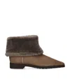 Totême Ankle Boots Aus Veloursleder Mit Shearling In Black