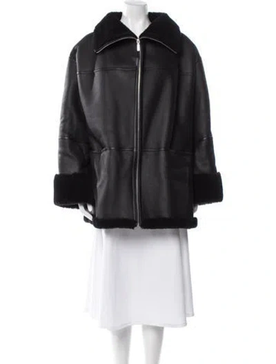 Pre-owned Totême Shearling Fur Coat In Black