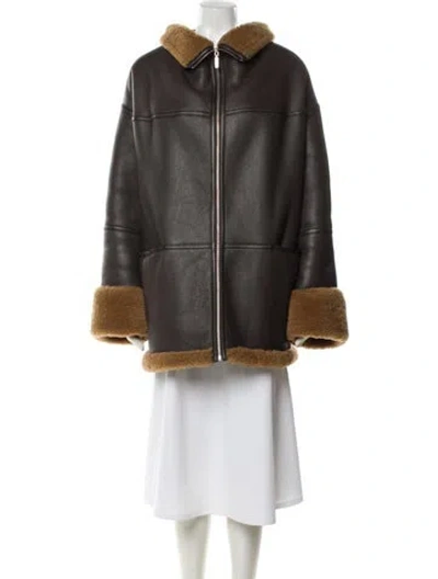 Pre-owned Totême Shearling Fur Coat In Brown