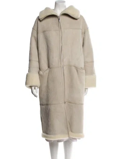 Pre-owned Totême Shearling Fur Coat In Neutral