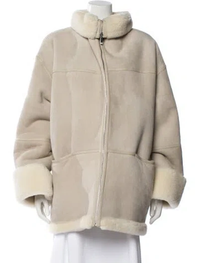 Pre-owned Totême Shearling Fur Coat In Neutral