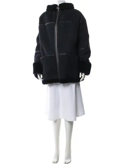 Pre-owned Totême Shearling Fur Coat W/ Tags In Blue