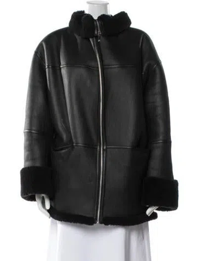 Pre-owned Totême Shearling Fur Jacket In Black