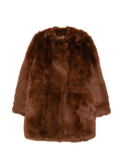 Totême Shearling Jacket In Brown