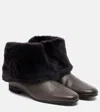 Totême Downtown Shearling-trimmed Leather Ankle Boots In Multi