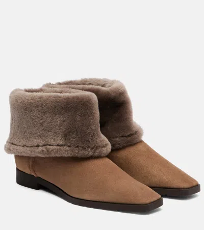 TOTÊME SHEARLING-LINED SUEDE ANKLE BOOTS