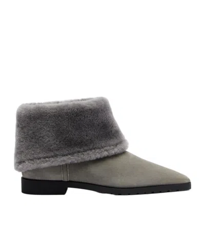 Totême Shearling-lined Suede Ankle Boots In Animal Print