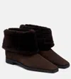Totême Toteme Brown Suede And Shearling Ankle Boots In Burgundy
