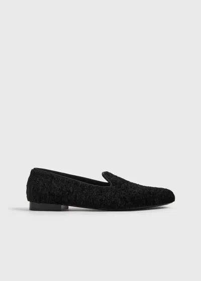 Totême Shearling Loafers Black In Animal Print