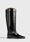 Totême Shearling Riding Boots Black/beige In Black