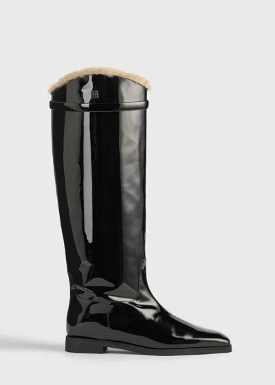 Totême Shearling Riding Boots Black/beige