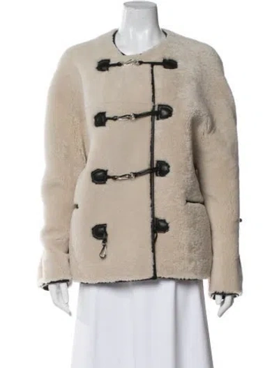 Pre-owned Totême Shearling Striped Fur Jacket In Neutral
