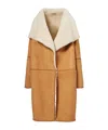 Totême Toteme Draped Genuine Shearling Coat In Brown