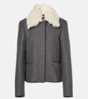 Totême Shearling-trimmed Wool-blend Jacket In Grey