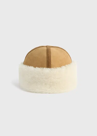 Totême Shearling Winter Hat Tan In Brown