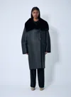 Totême Shearling Wrap Coat In Black