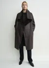 Totême Shearling Wrap Coat Dark Brown In Brown