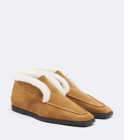 Totême Shearling-lined Suede Ankle Boots In Multi