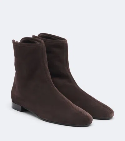 Totême Shearling-lined Suede Ankle Boots In Black
