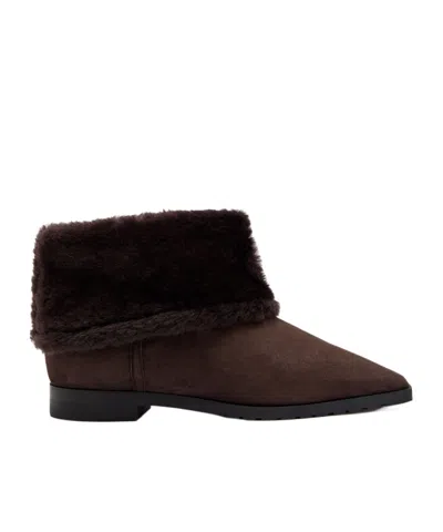 Totême Shearling-trimmed Suede Ankle Boots In Black