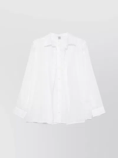 Totême Sheer Fabric Long Sleeve Top In White