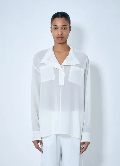 Totême Sheer Silk Blouse In White