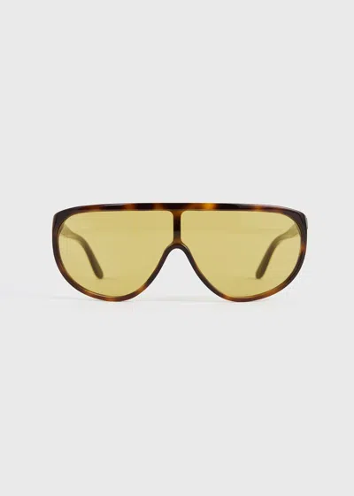 Totême Shield Aviator Sunglasses Dark Havana In Brown
