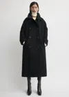 Totême Brushed Wool Blend Shield Coat In Black