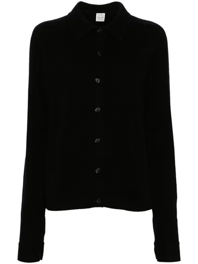 TOTÊME SHIRT-COLLAR CASHMERE CARDIGAN