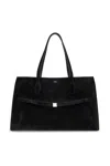 Totême Toteme Lounge Suede Leather Tote Bag In Black
