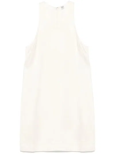 Totême Raffia-effect Knit Dress Beige In White