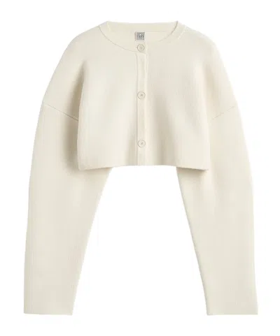 Totême Short Oversized Cardigan Wool Sweater In White