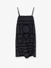 Totême Toteme Monogram Midi Dress In Silk With Embroidered Trim In Black