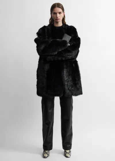 Totême Short Silky Shearling Coat Black