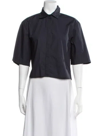 Pre-owned Totême Short Sleeve Button-up Top In Blue
