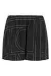 Totême Black Monogram Silk Pj Shorts In Black