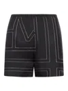 Totême Black Monogram Silk Pj Shorts In Black