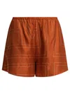 Totême Monogram Silk Mini Shorts In Orange