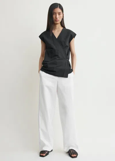 Totême Short-sleeve Wrap Blouse Black