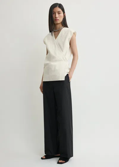 Totême Short-sleeve Wrap Blouse Off-white