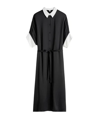 Totême Satin Maxi Shirt Dress In Black