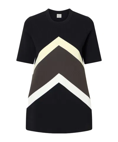 Totême Striped Jersey T-shirt In Black